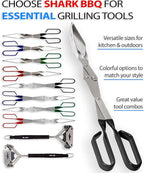 Shark BBQ Tongs for Steaks, 2-Pack 17" & 13" Professional Kitchen and Outdoor Grilling Utensil Set, by Shark BBQ Grill Tongs -(Black)