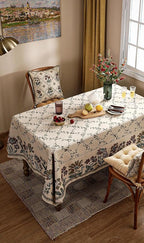 patdrea Designer Linen French Tablecloth for Rectangle Table,Fall Country Breathable Floral Tablecloths,Table Cover for Kitchen Dining,Tea Party,Christmas,Thanksgiving,63"x87"-Oliveirad
