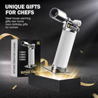 RAVS Butane Torch Lighter, Refillable Cooking Torch with Safety Lock and Adjustable Flame, Creme Brulee Torch for Baking, BBQ, White Mini Torch for Cooking, Gifts for Women, Butane Gas Not Included