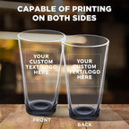 Custom Libbey Pint Glass 16 oz. Set of 10, Personalized Bulk Pack - Beer Glasses, Heavy Duty Drinkware - Black