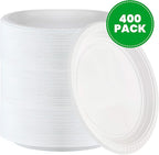 Plasticpro 9 inch Round Plastic Plates Microwaveable, Disposable, White, Dinnerware 400 Count