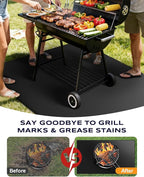Non-Curl 60x40 inch Under Grill Mats for Outdoor Grill, Double-Sided Fireproof, Oilproof & Waterproof BBQ Grill Mat, Easy to Clean, Indoor Fire Pit Fireplace Mat, Perfect for Deck/Patio/Lawn