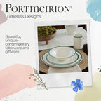 Portmeirion Potter's Brushstroke Oatmeal Bowl (Set of 4) - Ideal for Porridge, Soup, Desserts - Microwave & Dishwasher Safe Earthenware Bowls, Durable Dishware Collection - Made in UK (Green)