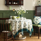 patdrea Designer Green Linen Table Cloth for Rectangle Table,Vintage Floral Pattern Durable Tablecloth,French Cover Decor for Kitchen Dining,Christmas,Thanksgiving,Tea Party,55"x79"-Noah