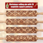 17" Premium Wooden Rolling Pins for Baking with Stamp Embossed Designs | 3mm Deep Springerle Cookie Molds | Christmas Rolling Pin & Baking Gifts for Women | Includes 3-in-1 Cleaning Brush