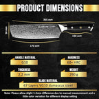 SliceElite Elite Series 7 Inch Nakiri Knife Damascus VG10 Core Forged G10 Handle Polymer Guard Japanese Chef Vegetable Chopping Cleaver Kitchen Knife Sharp Cutting Cooking Tomato Butcher Tool