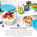 LunchBots Medium Duo Snack Container - Divided Stainless Steel Food Container - Two Sections for Half Sandwich and a Side - Eco-Friendly - Dishwasher Safe - Stainless Lid - Aqua Dots