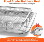 Air Fryer Tray for Oven, Oven Air Fryer Basket and Tray with Cooking Guide and 30 PCS Parchment Papers, DEGOVIN Crisper Non-stick Stainless Steel Air Fry Pan for Convection Oven(15.8" × 11")
