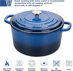 Enameled Cast Iron Dutch Oven Pot with Lid, for Sourdough Bread Baking, Round Dutch Ovens, 6 Quart, Blue