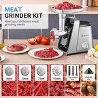 AAOBOSI 6-in-1 Electric Meat Grinder | 3000W Max | 3-Speed | 4 Grinding Plates|2 Stainless Steel Blades| Sausage Stuffer | Kubbe Maker & More Included | Built-in Storage Box for Home Kitchen Use