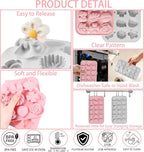 2PCS Silicone Flower Molds,Flower Chocolate Mold,Rose Leaf Tulip Daisy Bow Tie Candy Molds Silicone Gummy Jello Ice Cube Baking Soap Pudding Cookie Molds for Desserts Making,Cupcake Toppers,Cake Decor