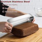 LIANYU 4 Pack 12 x 5 Inch Stainless Steel Loaf Pans, Large Bread Baking Pans Set for Lasagna, Meat, Cake, Brownies, Ice Cream, Healthy & Durable, Dishwasher & Freezer Safe