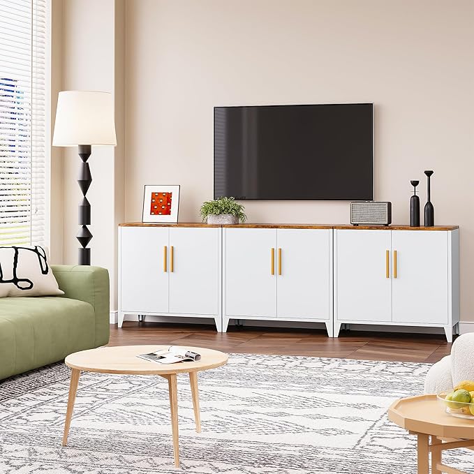 SISESOL White Storage Cabinet with Doors and Shelves,30 inch Small Pantry Cabinet Sideboard with Leg,Accent Cabinets with Storage,Side Floor Cabinets for Home,Kitchen,Coffee Bar,Dining/Living Room