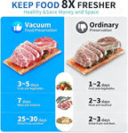Vacuum Sealer Machine, 75kpa Rechargeable Full Automatic Food Sealer for Freshness Storage, Stainless Steel Portable Food Vacuum Sealers Machine with Pre-cut Bags, Air Hose for Outdoor Indoor
