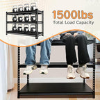 Adjustable Shelving Units and Storage, 48”W Garage Shelving Heavy Duty,1500LBS Loads 3-Tier Garage Storage Shelves, Metal Shelves for Living Room,Pantry,48”W×16”D×36”W,Black