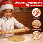 Christmas Gifts Wooden Embossed Rolling Pin for Baking, Stocking Stuffers Gifts for Women, Deep Engraved Embossing Rolling Pins with Snow Pattern Designs for Baking Cookies Stamps Roller DIY Tools