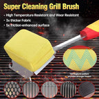 Grill Brush Bristle Free for Outdoor Grill, Steam Grill Cleaning Brush Replaceable BBQ Cleaner Brush Head,Extended Handle, Safe Grill Brush with Scraper for Cast Iron Stainless-Steel Grates,Red