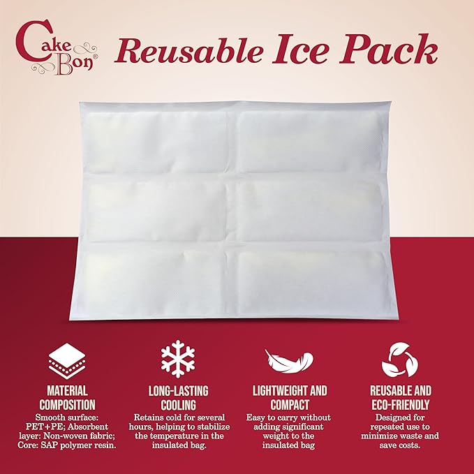 Cakebon 12-Inch Insulated Cake Bag with Ice Pack Sheets – Premium Cooling Solution for Cakes, Pastries & Cupcakes – Durable, Reusable, Moisture-Proof Design for Bakers & Food Deliveries (1-pack)