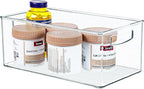 Hudgan 2 Pack Straight Sides Stackable Pantry Organizer Bins for Home Edit - 13.5''L x 7.5''W x 5.5''H