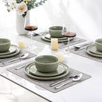 AmorArc Stoneware Dinnerware Sets,Round Reactive Glaze Ceramic Plates and Bowls Sets,Highly Scrath Resistant | Dishwasher & Microwave Safe,Service for 8 Dishes Set (24pc)