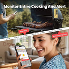 WIFI Wireless Meat Thermometer Unlimited Range 7 NIST Certified Accuracy Sensors Sub-1g(10x Stronger than Bluetooth)APP&Magnetic Smart Digital Base for BBQ,Oven,Smoker,Grill (1, black, small)