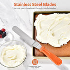 Icing Spatula, U-Taste Offset Spatula Set with 6", 8", 10" Blade,Stainless Steel Angled Cake Decorating Frosting Spatula Set of 3 (Orange)