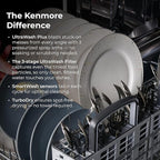 Kenmore 22-14622 24" Built-in Dishwasher-Quiet Tub with TurboDry, Leak, & SmartWash Soil Detection-15 Place Settings-49 DBA-Energy Star Certified, 24.61"D x 23.55"W x 33.88"H, White