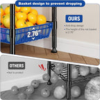 7 Tier Wire Shelving Unit with Wheels 72" H Adjustable Basket Shelf Storage Shelves with Hooks for Kitchen Bathroom Garage Closet Laundry Room Organization 72" H x 24" W x 14" D, Black