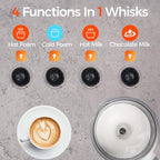 Milk Frother, 4-in-1 Electric Milk Steamer, 11.8oz/350ml Large Capacity for Auto Warm/Cold Foam, Heating Milk for Coffee, Latte, Macchiato, Cappuccino, Hot Chocolate (White)