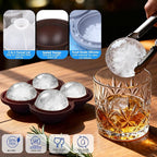 Ice ball maker mold For Whiskey And Cocktails ，2.5inch Round ice cube mold with Lids Easy Release Silicone Sphere Ice Cube Tray Perfect For Chilling Beverages Drinks And Bourbon 2PCS/8 Ice balls