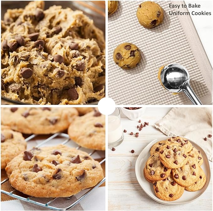 Ice Cream Scoop, Cookie Scoop, 4Tbsp/ 60ml/ 2oz Cookie Scoops for Baking, 18/8 Stainless Steel Cookie Scooper for Baking, Ice Cream Scooper with Trigger Release, Cookie Dough Scoop, Non-slip Blue Grip