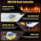 Grill Cleaning Brush Bristle Free for Outdoor Grill Brush Extended Handle for Cast Iron Stainless-Steel Grates, Replaceable BBQ Cleaner Brush Head, Steam Safe Grill Brush with Scraper, Purple