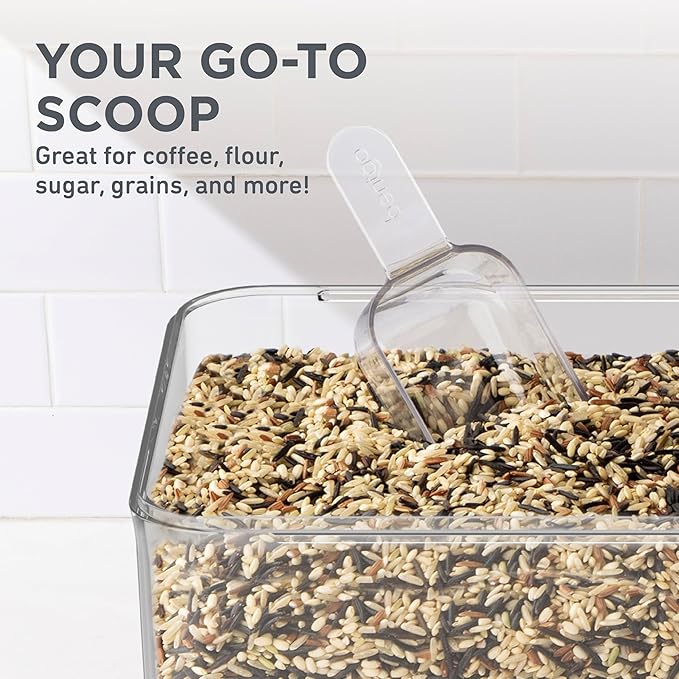 Bentgo Pantry - 3-Piece All Purpose Scoop Set, 1/2 Cup (4 oz) Spoon, Clear & Lightweight, Ideal for Scooping Flour, Sugar, Coffee, Candy, & More for Kitchen and Pantry Containers (Clear)