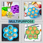 GOKCEN's Silicone Egg Bite Molds [2 Pack] Instant Pot Accessories - Fit Instant Pot 5,6,8 qt Pressure Cooker - Food Freezer Tray with Lid - Reusable Storage Container (Orange & Blue - Egg Bite Mold)