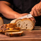 HexClad Bread Knife, 8-Inch Japanese Damascus Stainless Steel Blade, Pakkawood Handle