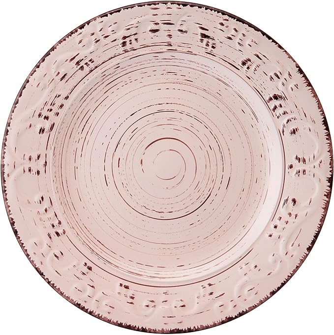 Pfaltzgraff Trellis Pink 12 Piece Dinnerware Plate Bowl Set, Service for 4