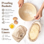 Sourdough Bread Baking Supplies and Starter Kit - Ultimate Bread Making and Sourdough Starter Kit with Proofing Baskets, Sourdough Jar, Bread Lame, Scrapers and Danish Whisk