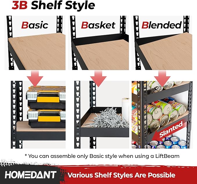 HOMEDANT 5-Tier Laminated Boltless Heavy Duty Metal Shelving Unit Adjustable Garage Storage Utility Rack Shelves Organization Multipurpose Shelf Warehouse Industrial 39.8" W x 18.2" D x 71.3" H 4Pack