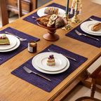 KXN Placemats Set of 8, Dual-Layer Thickened Faux Linen Table Mats, Heat Resistant & Wrinkle-Free, Machine Washable Cloth Place Mats for Kitchen Dining Indoor Outdoor (Purple)