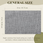 KXN Placemats Set of 6, Dual-Layer Thickened Faux Linen Table Mats, Heat Resistant & Wrinkle-Free, Machine Washable Cloth Place Mats for Kitchen Dining Indoor Outdoor (Light Grey)