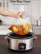 SMARTAKE Slow Cooker Liners, Extra Large Size 14"x 22" Disposable Cooking Bags, Fit 6QT to 10QT for Slow Cooker, Cooking Trays, Suitable for Oval & Round Pots, 15 Liners
