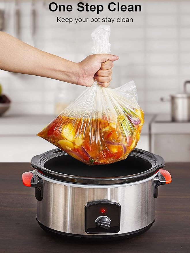 SMARTAKE Slow Cooker Liners, Large Size 13"x 21" Disposable Cooking Bags, Fit 3QT to 8QT for Slow Cooker, Cooking Trays, Suitable for Oval & Round Pots, 15 Liners