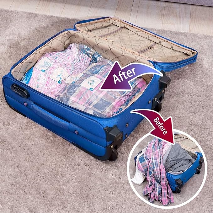 Vacuum Storage Bags 10 Combo (5 Jumbo/5 Large), Plastic Packaging Bags,Space Saver Bags for Clothes, Pillows, Comforters, Blankets, Bedding