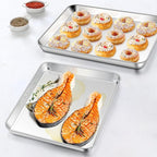 Homikit 1 Pack Baking Sheet, 9 x 13 Inches Stainless Steel Quarter Sheet Pan Set for Baking Cooking Toasting, Metal Cookie Tray Fits Toaster Oven, Non Stick & Rust Free, Dishwasher Safe