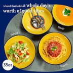 Bico Tunisian Pasta Bowls, 35oz Salad Bowl Set of 4, Large Ceramic Serving Dinner Bowls for Soup and Cereal, Microwave and Dishwasher Safe, Gift for Housewarming and Thanksgiving