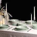 Stone Lain Claire 12-Piece Dinnerware Set Stoneware, Plates and Bowls Set, Dishwasher and Microwave Safe, Dish Set for 4, Green