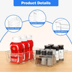 6 Pack Clear Refrigerator Storage Bins, Stackable Plastic Fridge Organizer Kitchen Pantry Storage Bins with Handles for Snacks, Freezer, Kitchen Cupboard, and Cabinet Organization