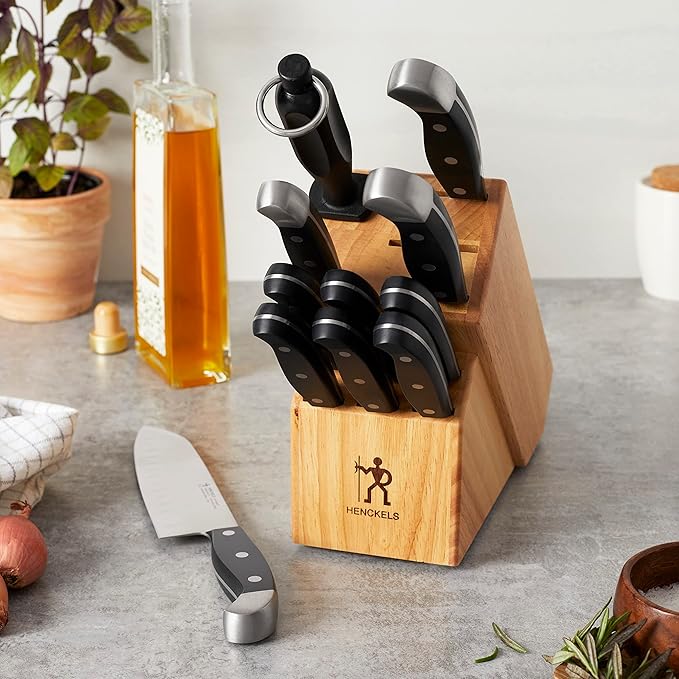 HENCKELS Premium Quality 12-Piece Statement Knife Set with Block, Razor-Sharp, German Engineered Informed by over 100 Years of Masterful Knife Making, Lightweight and Strong, Dishwasher Safe