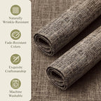 KXN Placemats Set of 6, Dual-Layer Thickened Faux Linen Table Mats, Heat Resistant & Wrinkle-Free, Machine Washable Cloth Place Mats for Kitchen Dining Indoor Outdoor (Burlap)