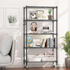 Himimi 5-Tier Storage Shelf Wire Shelving Unit on Wheels Heavy Duty Metal Shelves Adjustable Steel Rack Organization for Kitchen Garage Basement, Black